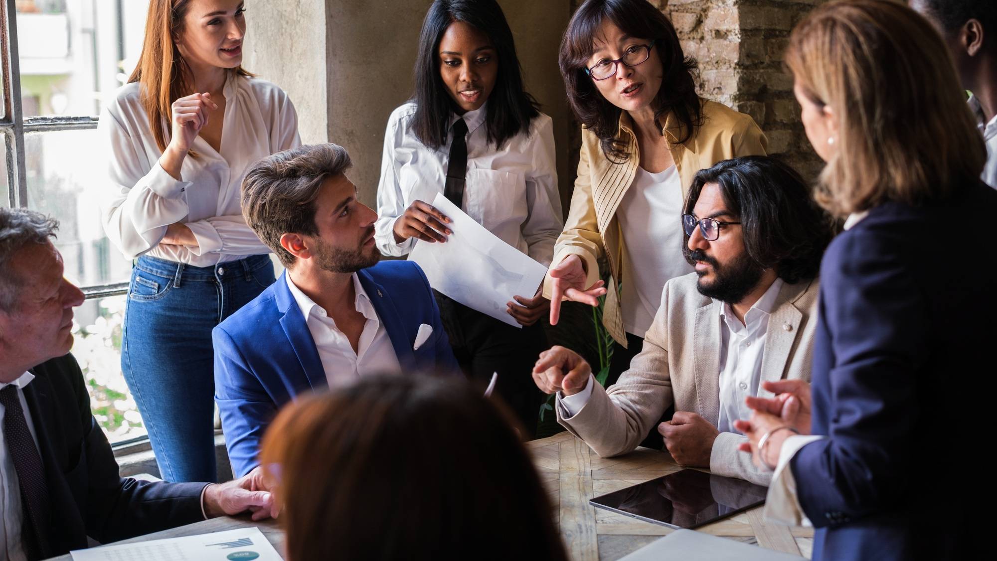 Group of workers gathered to make decisions about the company